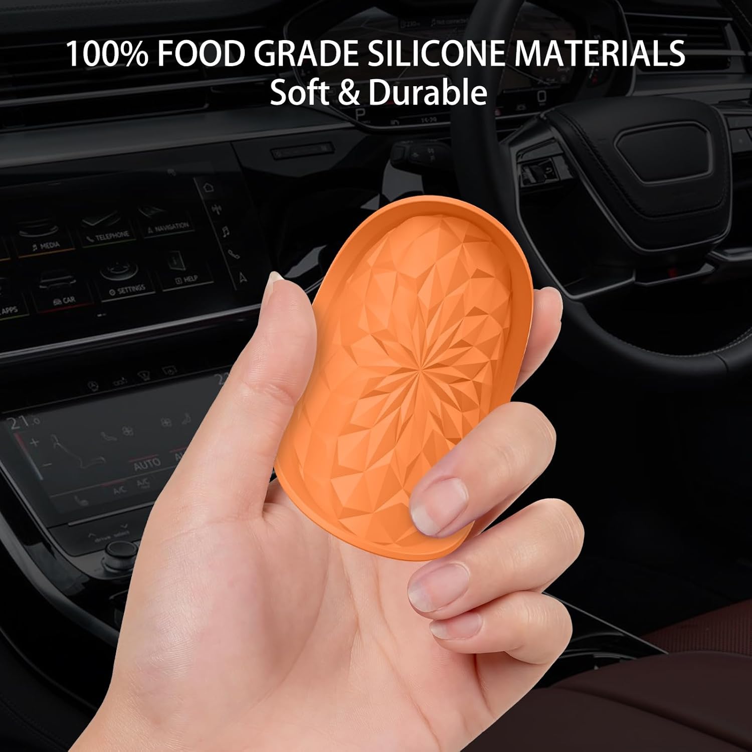 ME.FAN Car Coasters for Cup Holders [4 Pack] - 2.75In Silicone Auto Mug Mats - Universal Non-Slip Recessed Car Interior AccessoriesOrange - Image 6