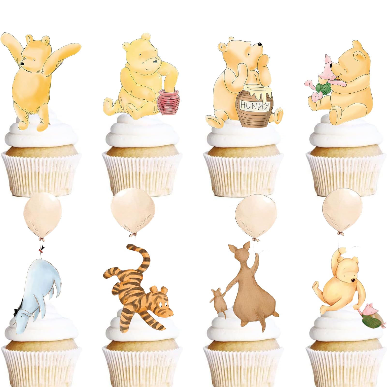Aazon.co: Otroce 36 PCS Bear Cupcake Toppers, Oon Blue Baby Bear