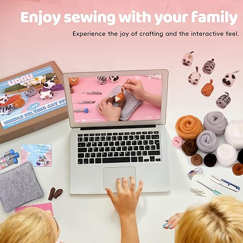 Miniatura 4 de UOOU Kit de fieltro, kits de fieltro de aguja para principiantes adultos, suministros de fieltro de aguja con 24 agujas de fieltro, almohadilla