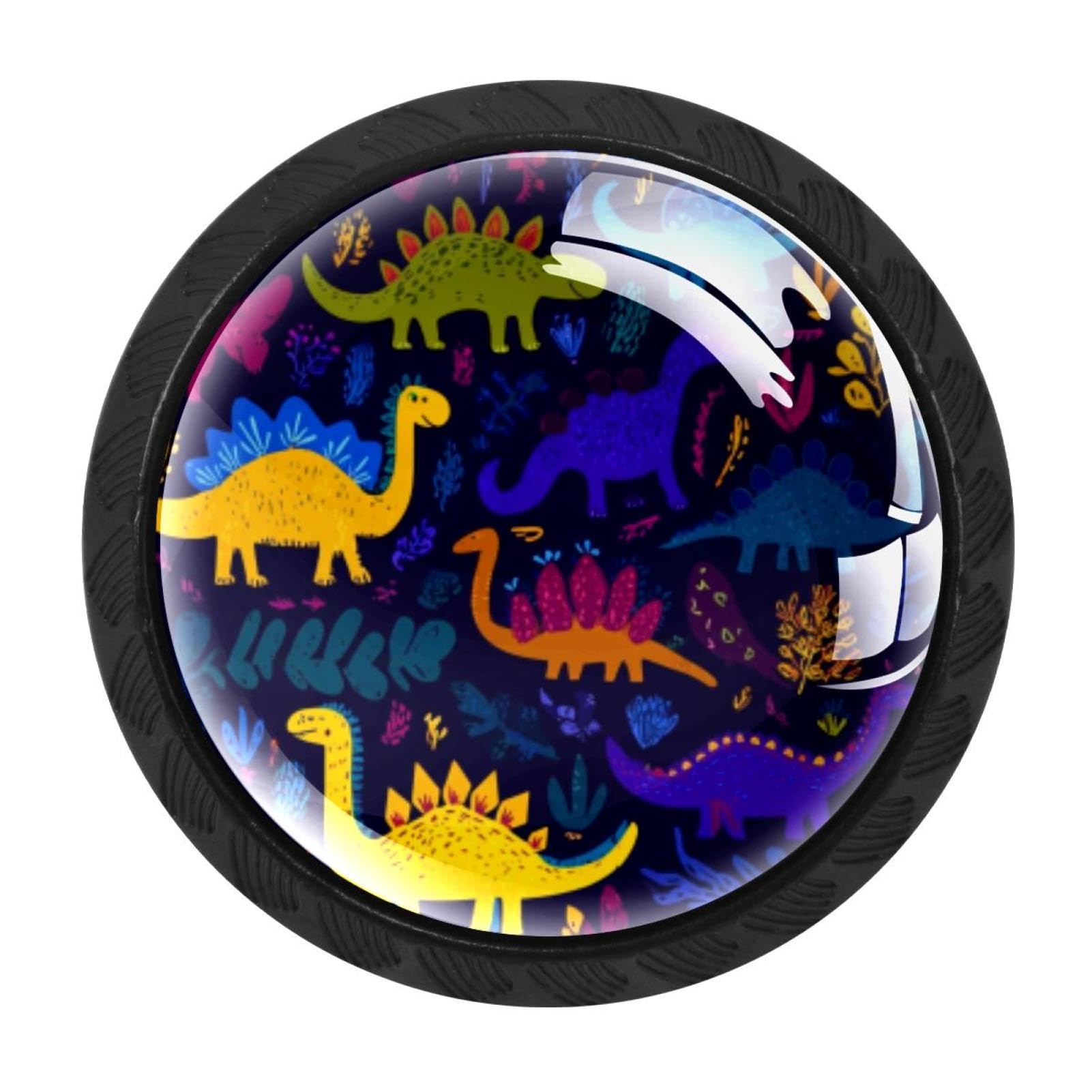 Chenzzzz Multicolored 20 4 Pack Black Colorful Hand Drawn Dinosaur Pattern (10) Cabinet Pulls Kitchen Cabinet Handles Ideal For Cabinet,Drawer,Cupboard And Wardrobe