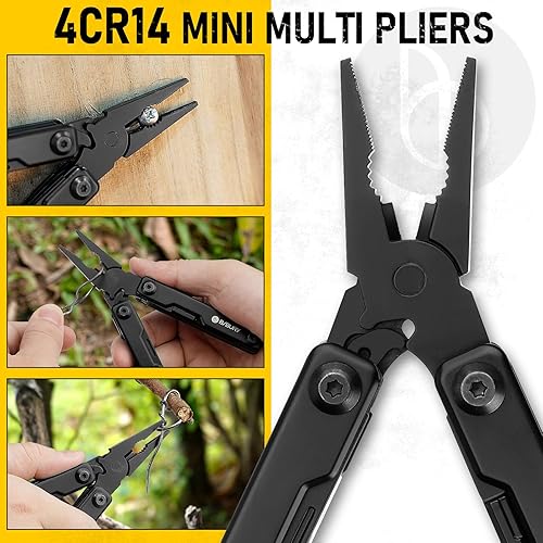 Miniatura 4 de BIBURY Mini alicates multiherramienta BI2051AB, mini herramienta EDC con clip de bolsillo para supervivencia al aire libre, regalos de cumpleaños de