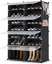 HOMIDEC Shoe Rack, 7 Levels Shoe Rack Entrance 28 Pairs Shoe Rack, Shoe Rack, Wardrobe for Living Room, Bedroom, Black