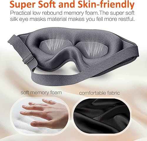 Miniatura 6 de AUPHIL - Máscara de ojos contorneada 3D para dormir, máscara de dormir cómoda para mujeres y hombres, 100% bloqueo de luz, máscara de ojos suave y