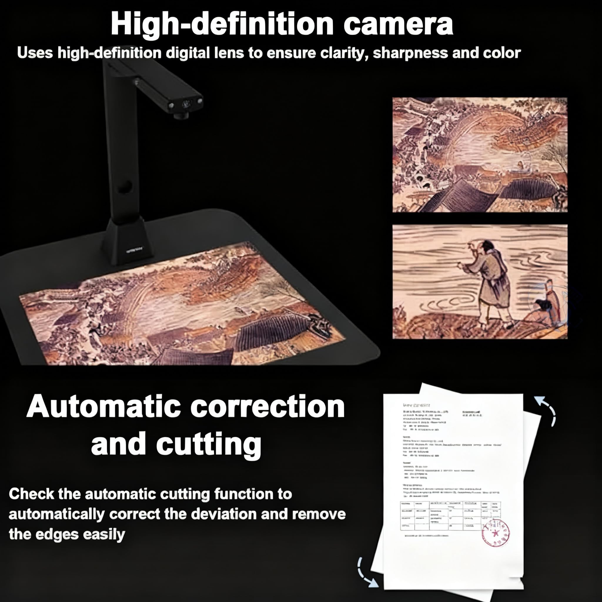 Escáner cenital S21 A2, escáner de Gran Formato de 23 MP para Libros y Documentos, tecnología de Suavizado automático de páginas Curvas, detección de Texto OCR, Compatible con Windows