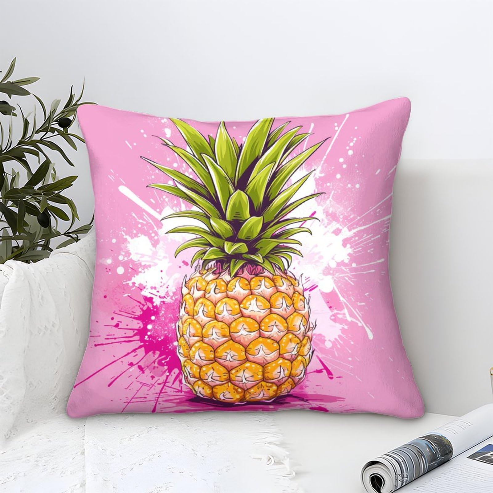 Lkbasoegd Style-5 3D Printed Pineapple Throw Pillow Covers Square Throw Pillow Decorative Super Soft Pack Of 1 For Sofa Couch Bed 45X45cm