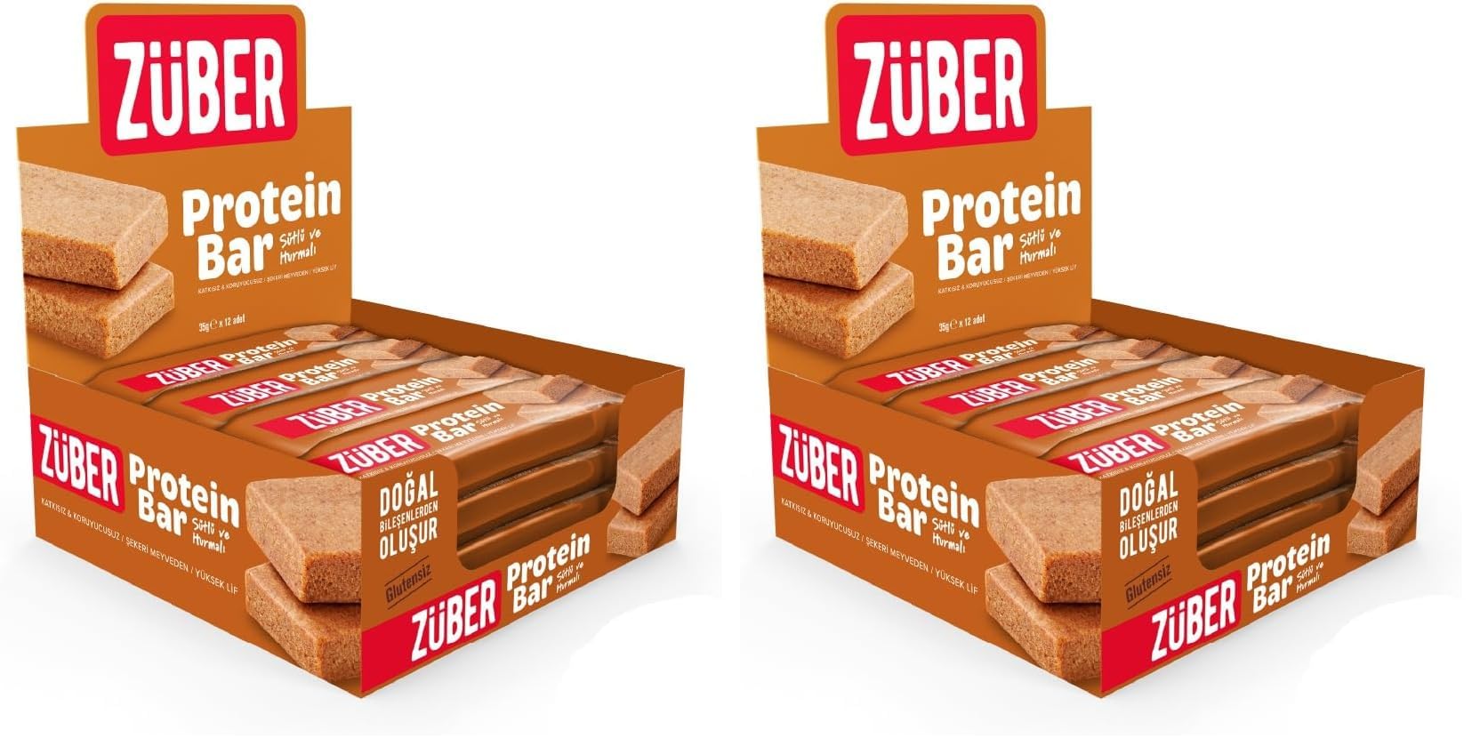 Züber Sütlü ve Hurmalı Protein Bar - 12 Adet x 35Gr (2 paketi)