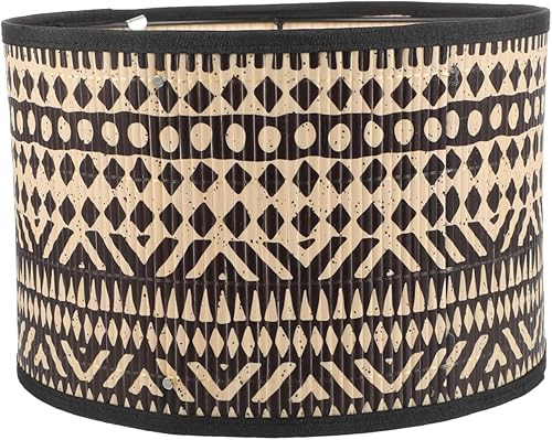 Angoily Pantalla de lámpara de bambú, pantalla de tambor vintage, pantalla de lámpara de mesa, cubierta de lámpara de araña, accesorios de luz de