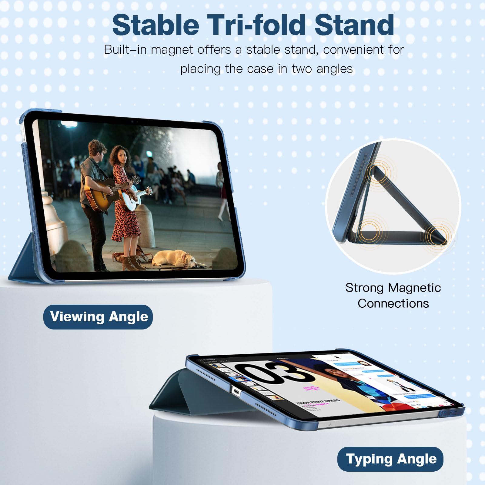 TiMOVO Cover Custodia Compatibile con iPad (A16) 11 Generazione 11 Pollici 2025/iPad 10 Generazione 10,9" 2022, Retro in PC Rigido Semi-Trasparente, Auto Sveglia/Sonno, Blu Cobalto