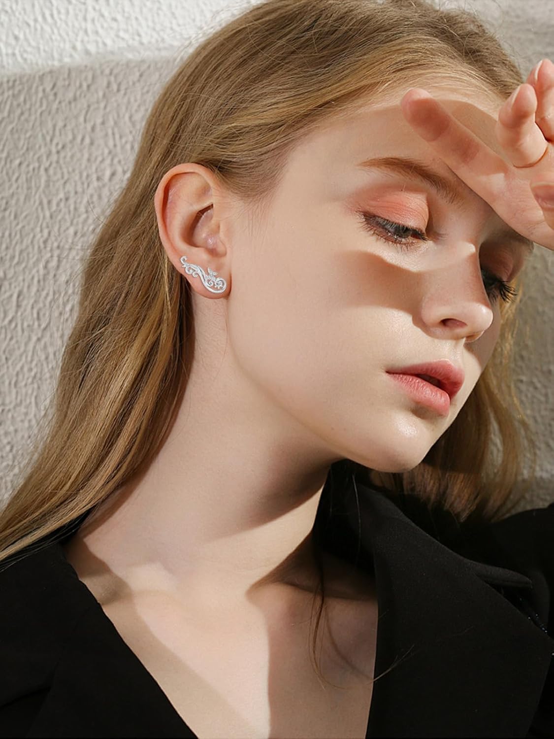 Ear Climbers Earrings for Women 925 Sterling Silver Filigree/Daisy Ear Crawler Earrings Vintage Filigree Jewelry Gifts for Her - Image 4