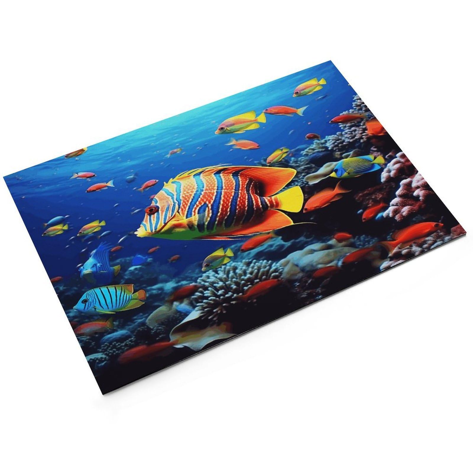 Mata do karmy dla kotów z rybami morskimi, antypoślizgowa, mata na karmę dla psów, łatwa do czyszczenia, do jedzenia i wody, mata dla psów i kotów, 61 x 81 cm