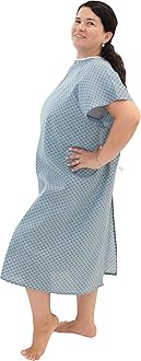 Careoutfit 3 Pack - Blue Hospital Gown with Back Tie/Hospital Patient Gown with Ties - Fits Small - XL