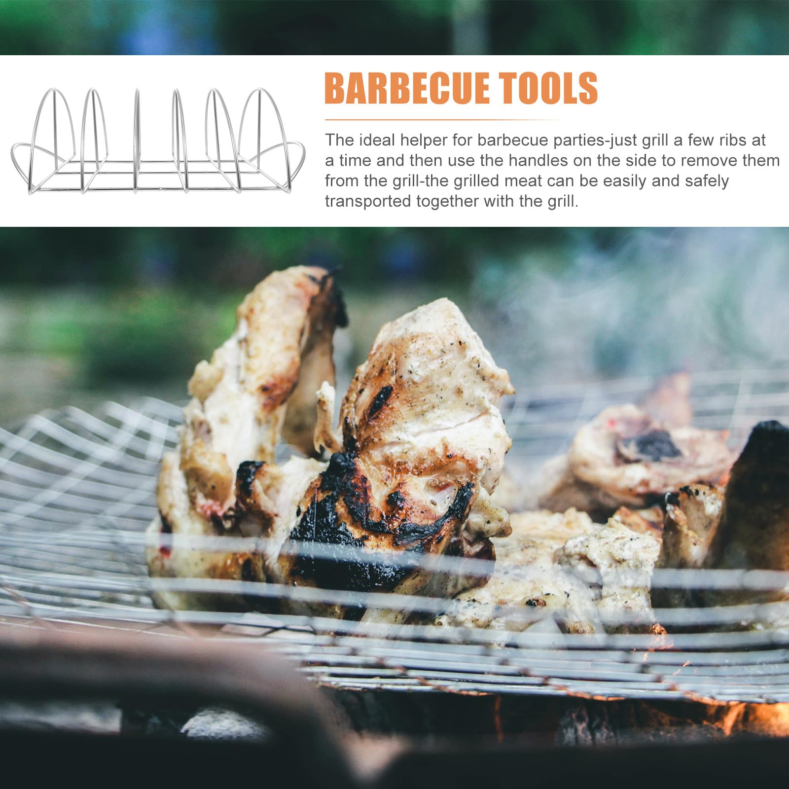 Abaodam Supporto per Bistecca in Acciaio Inossidabile Portatile e Leggero per Barbecue a Casa e Picnic, Resistente e Pratico per Grigliate All'aperto
