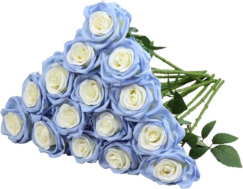 Carlita's Blooms Ramo de Rosas Artificiales de Seda para arreglos, Bodas, centro