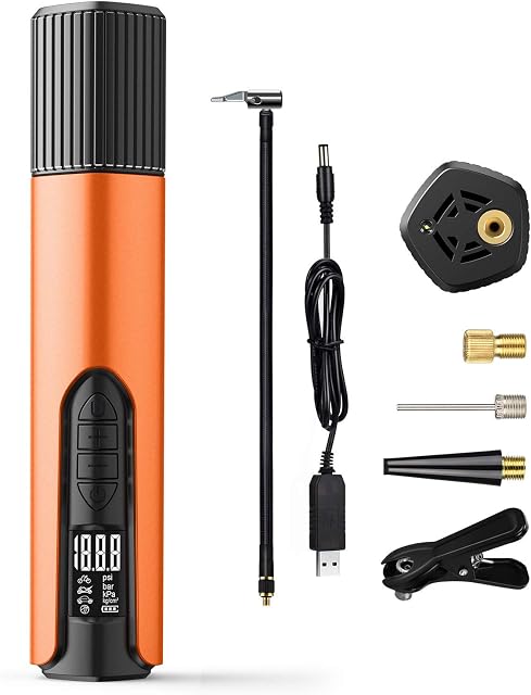 AIRXWILLS 150 PSI Electric Bike Pump - Portable Air Compressor, Cordless Auto-Off Tyre Inflator with Rechargeable Li-ion Battery, for Cars Motorbikes Balls and All Bikes