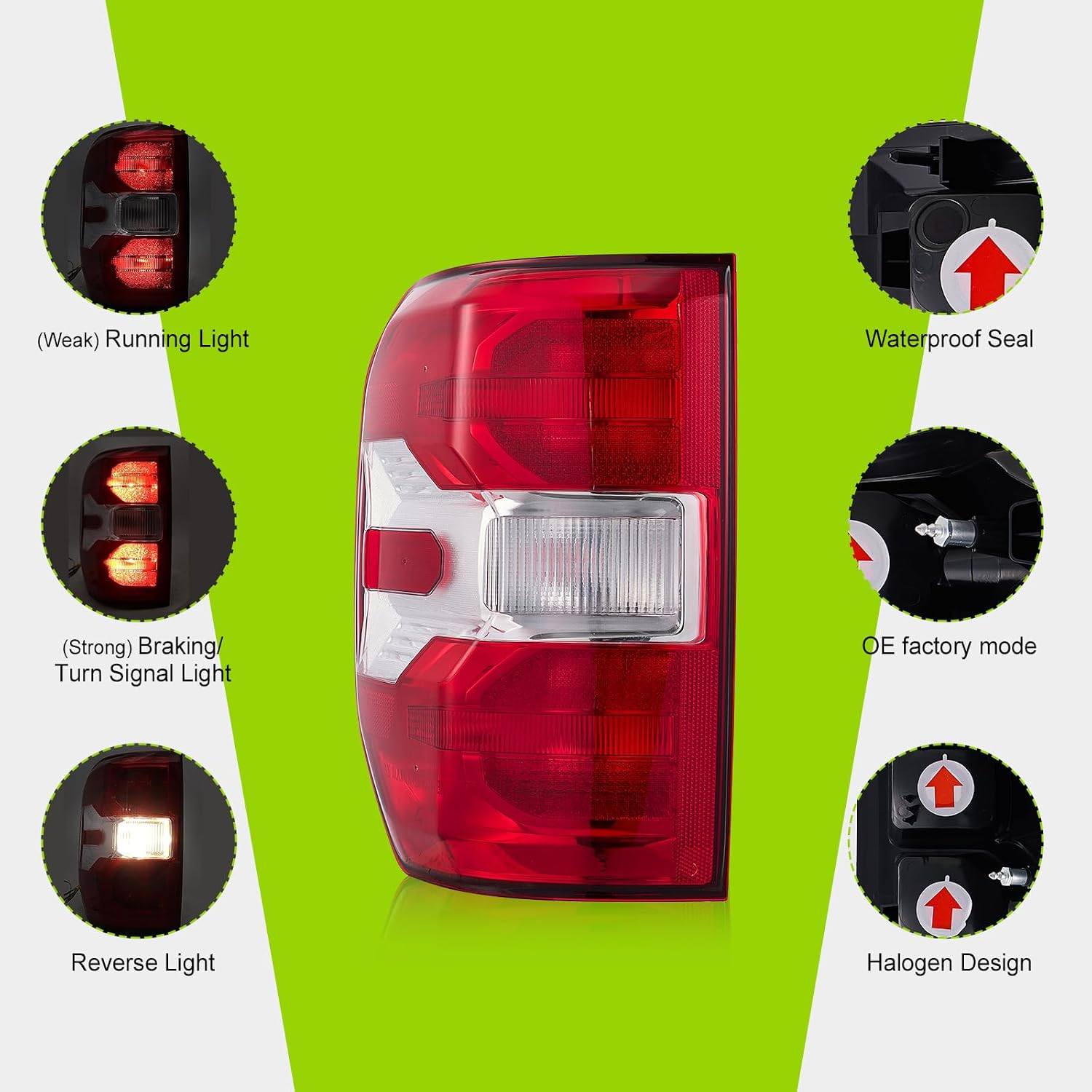 Tail Light Assembly for Ford Maverick 2022-2024 XL XLT (Driver Side Left) - OEM Replacement Halogen - Part# NZ6Z13405A, NZ6Z13405C