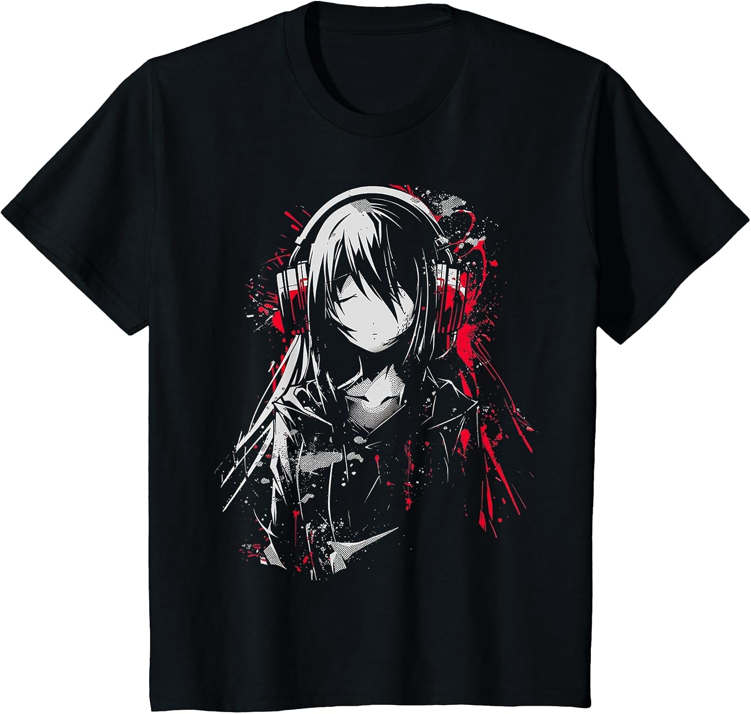 Anime Manga Motif Headphone Artwork Anime T-Shirt image 3