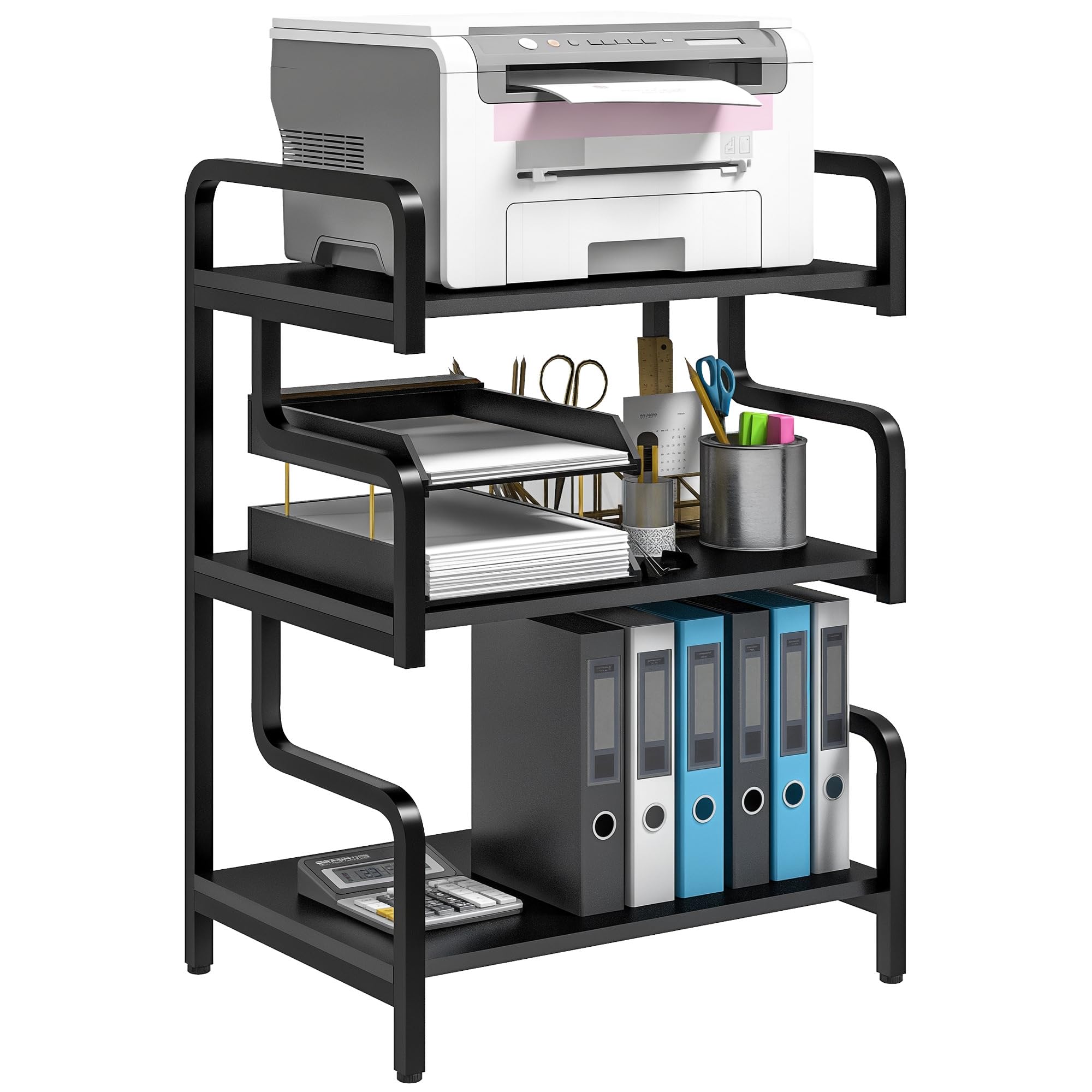 HOMCOM 3-Tier Storage Shelf, Metal Shelves for Storage for Home Office, Black