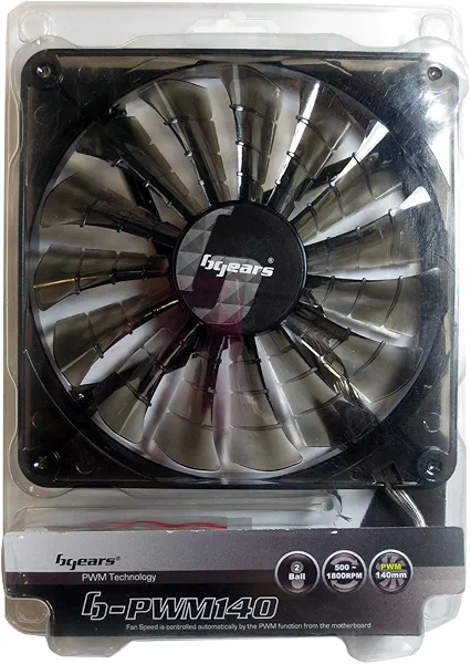 Bgears b-PWM 140-Black 2 Ball Bearing Blue LED Fan with High Speed Extreme Airflow