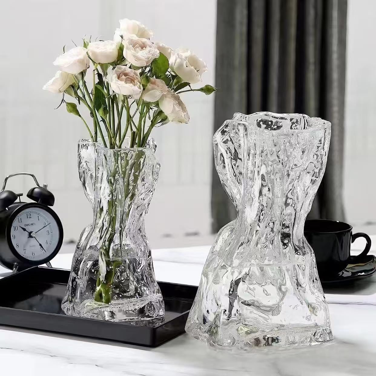 Radefasun Vases Luminous Handmade Glass Flower Vase Desktop Ornaments Propagation Station Plant Holder for Home Wedding Decor (S - Image 2