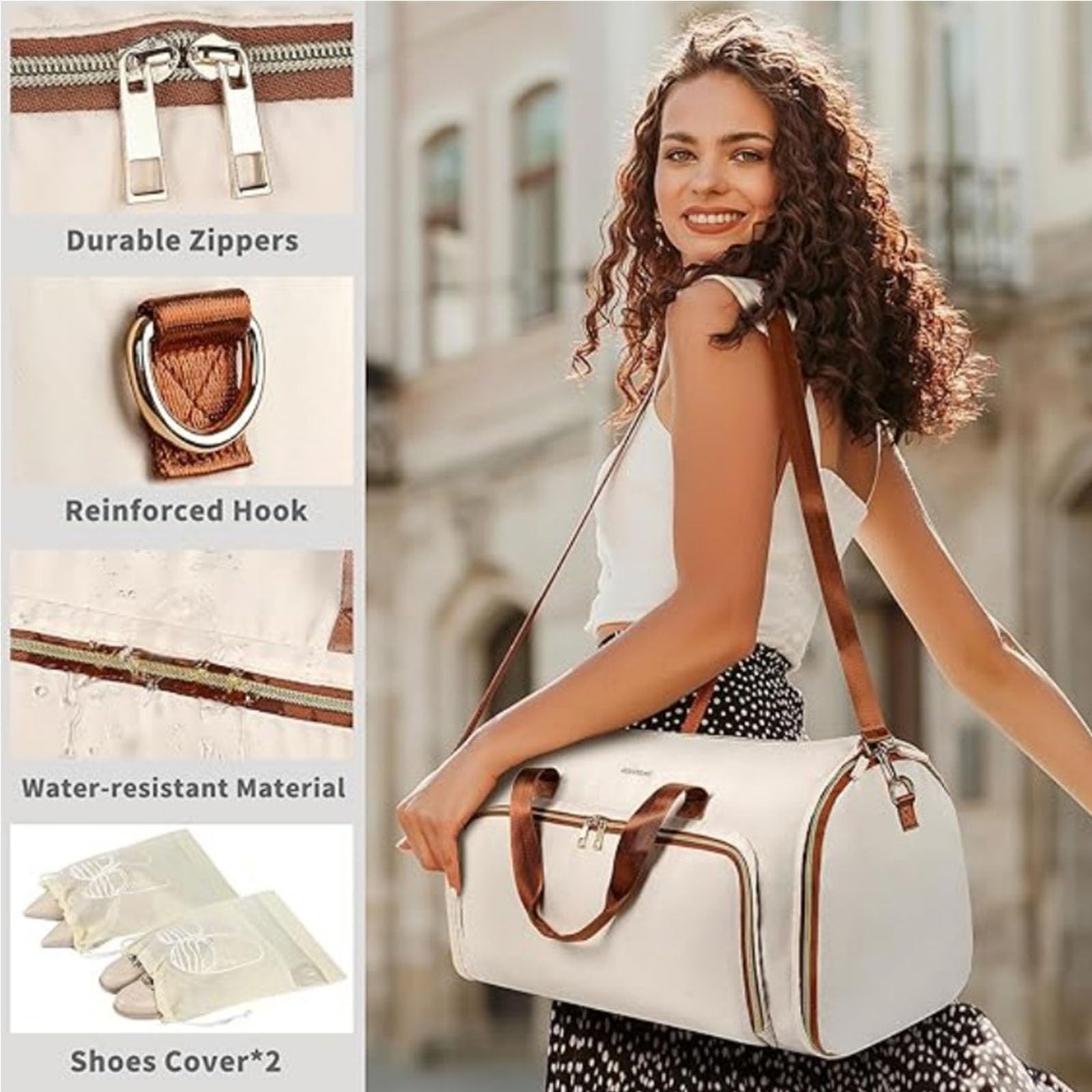 Hixingo Handgepäck-Kleidersack, Umwandelbarer Anzugtasche Rucksäcke Kleidersack, Weekender Nachttasche mit Schuhbeutel, die 2-in-1-Hängekoffer-Reisetaschen, für Reisen Koffer (Schwarz)