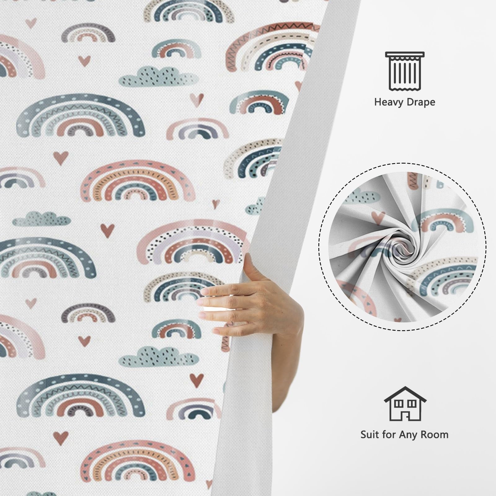 Tende per finestre arcobaleno per bambini colorate Gliter Rainbow Tende per bambini Donne Ragazze Multicolore Tende da finestra per camera da letto Soggiorno trattamenti per finestre ultra morbidi