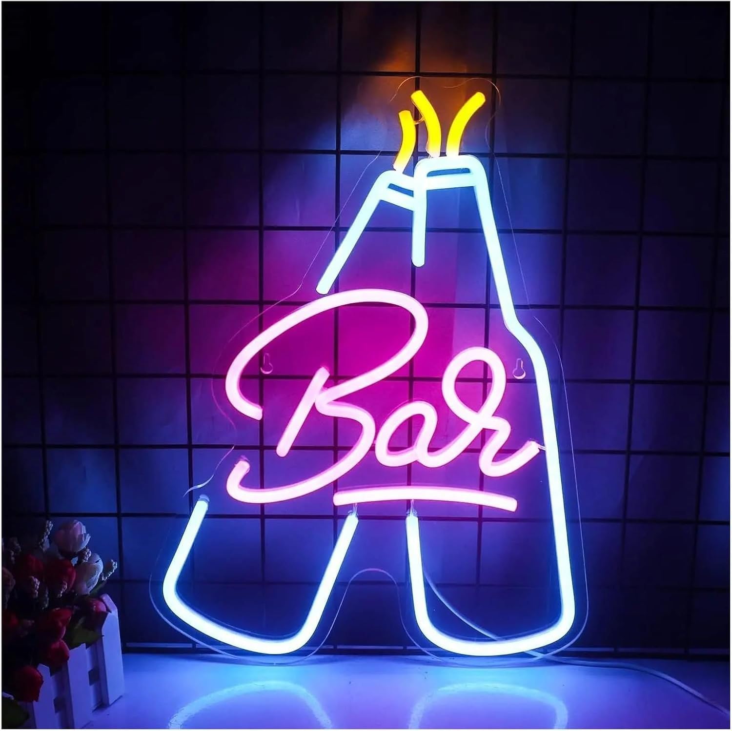 LED Neon Signs Bar Open Coffee Beer Cigarette Neon Sign Acrylic LED lights with Hanging Chain Light Up Sign for Bar Pub Store Man Cave Home Party Club Wall Decor 5V USB Powered Dimmable