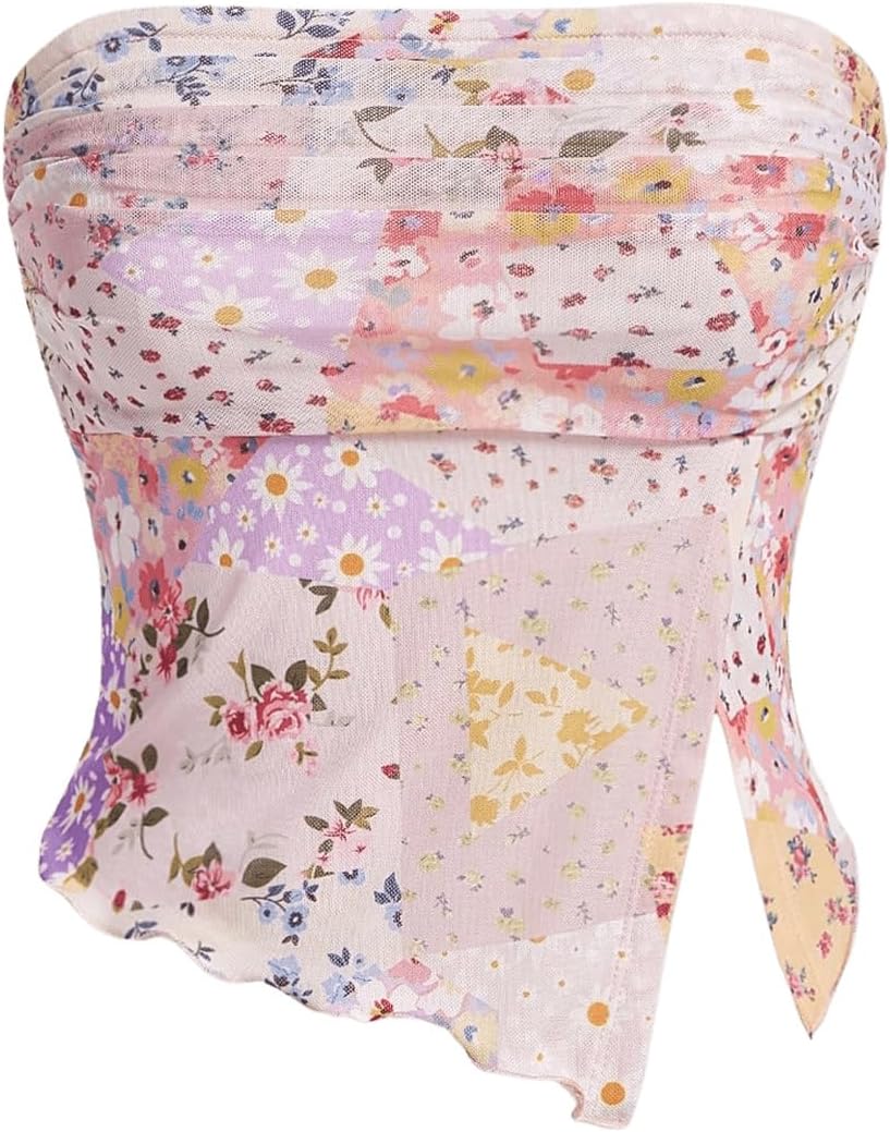 Womens Floral Print Boho Bandeau Top Strapless Uruguay Ubuy