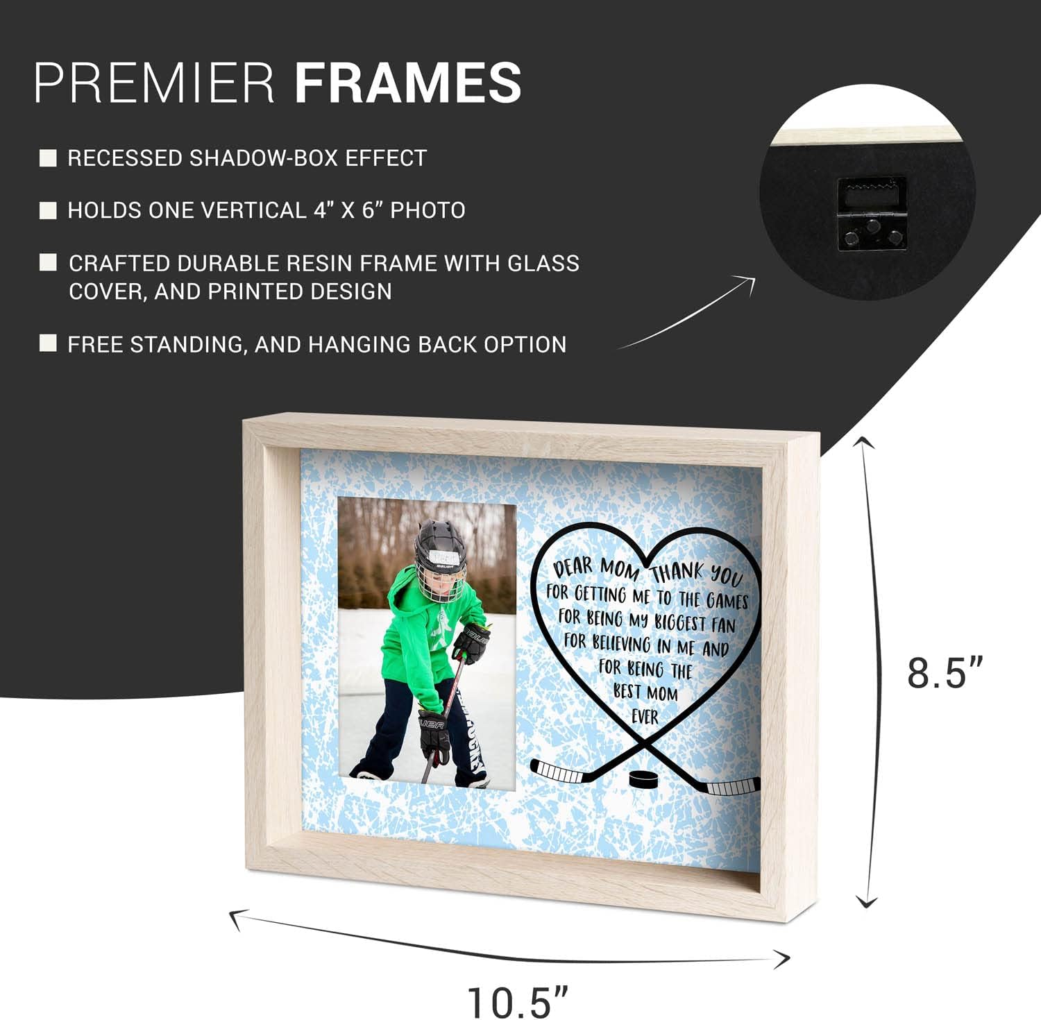 ChalkTalkSPORTS Premier Hockey Photo Frame | Dear Mom Heart