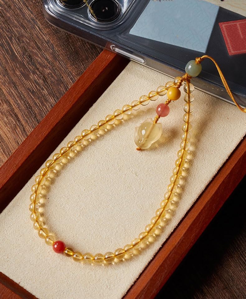 Amulet citrine Phone Pendant - Women's Wrist Phone Chain Strap, Pretty Mobile Decor Accessory gifts for mom sister