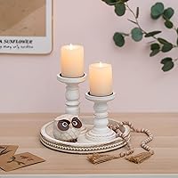 Vista 8 de Romadedi - Bandeja de madera rústica para decoración de mesa auxiliar, bandeja decorativa redonda de madera para decoración de mesa auxiliar