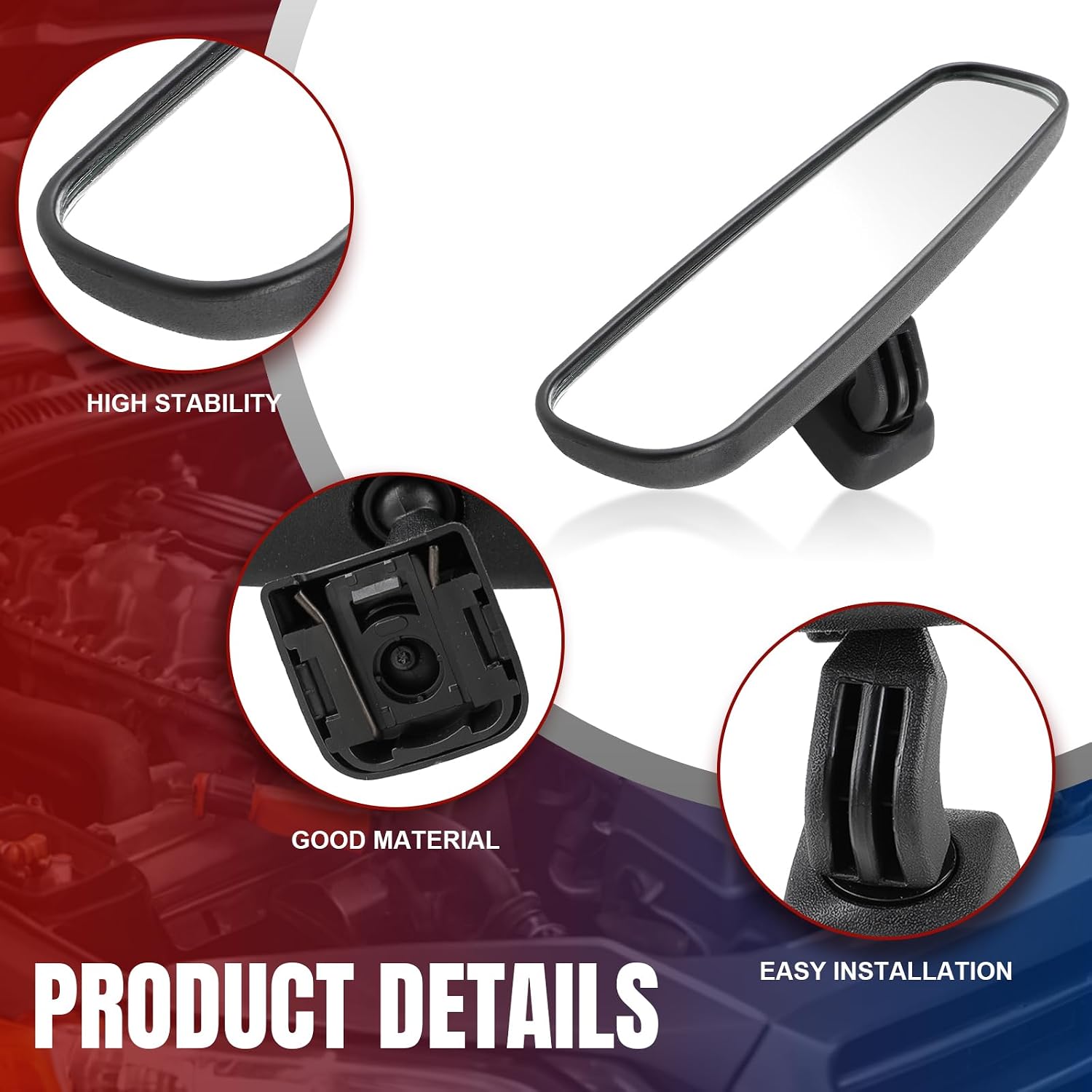 AUTOKAY 87810-52041 Interior Rear View Mirror Fits for Toyota RAV4 2004-2015,Yaris 2006-2016,Prius 2011-2019,Corolla 1969-2020,Land Cruiser 1960-2019,Camry 1983-2019, Highlander 2001-2019