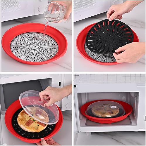 Miniatura 8 de Cubierta de vidrio para microondas, tapa protectora de salpicaduras y plato de cuenco de vidrio de silicona