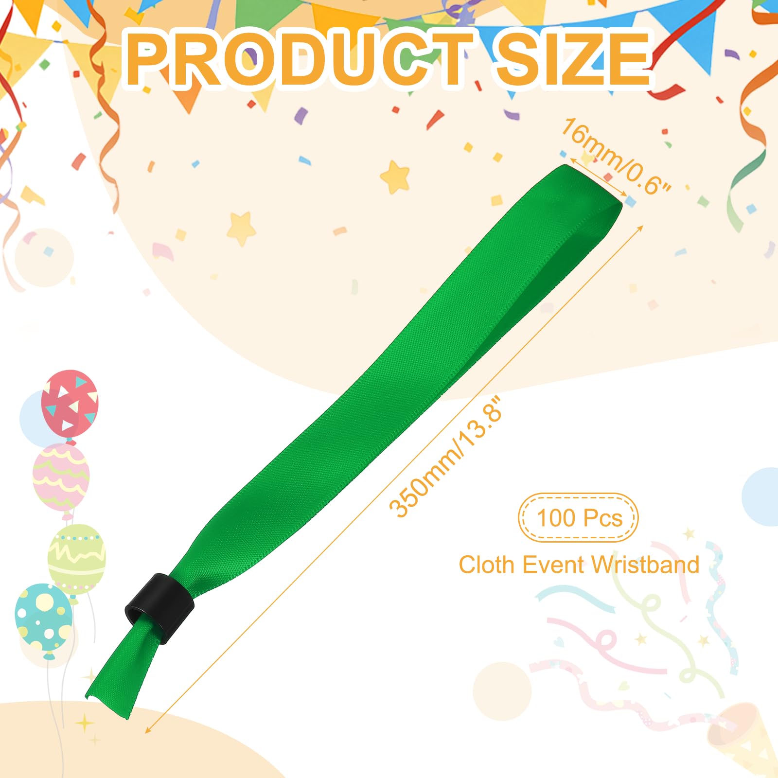 QUARKZMAN 100 Pcs Pulseras De Tela Para Eventos, Pulseras Desechables Para Fiestas, Conciertos, Actividades, Clubes, Festivales, Admisión, Eventos, Verde