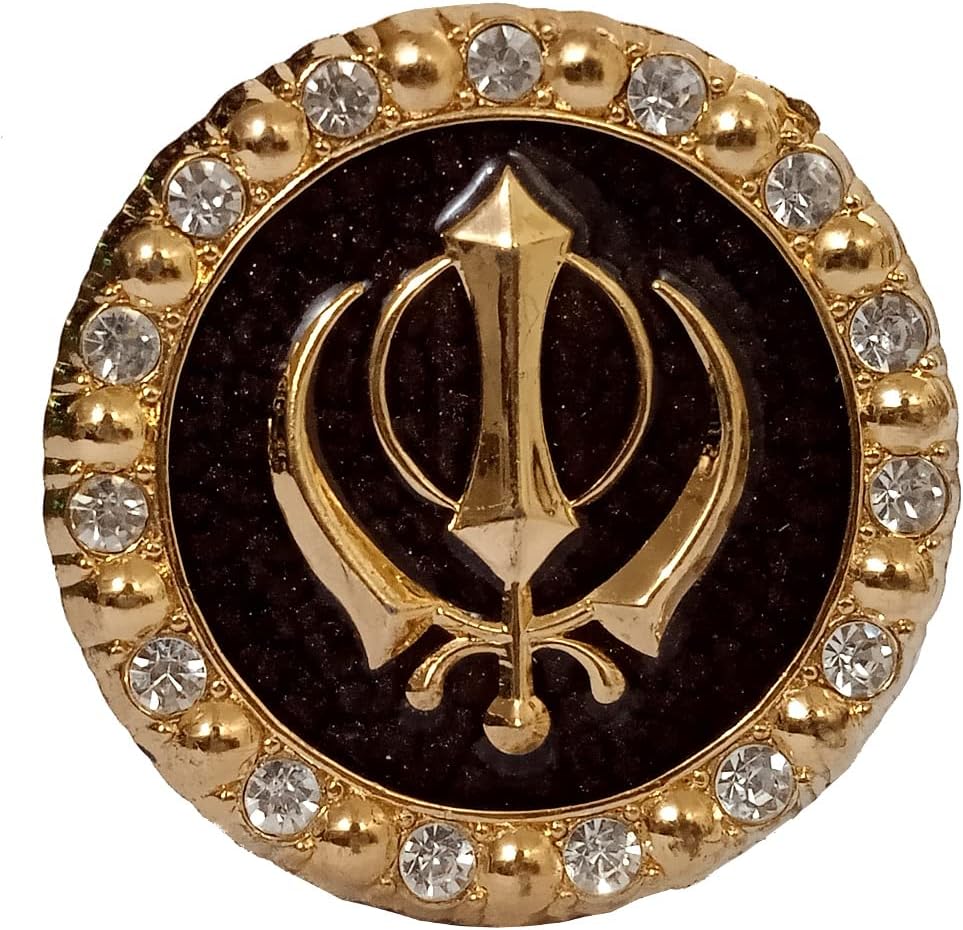 Purpledip Metal Idol Sikh Khanda: Sacred Symbol Statue for Home, Office Or Car (12494B)