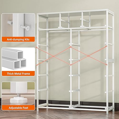 Miniatura 5 de EnHomee Cómoda, Cómoda Blanca para Dormitorio con 14 Cajones Profundos, Cómodas para Dormitorio de Niñas, Parte Superior de Madera, Marco de Metal