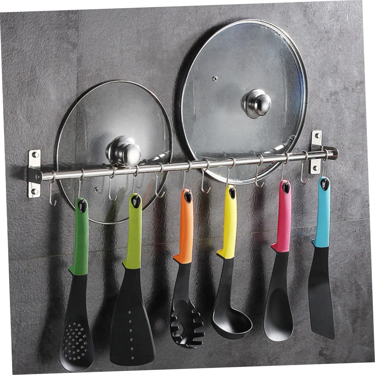 Luxshiny Stainless Steel Kitchen Hooks Wall Mount Storage Rack Easy Install Hanger Connector Hooks for Wardrobe Kitchen Cookware