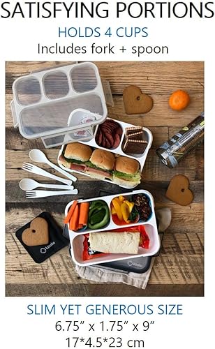 Miniatura 3 de kinsho Paquete de 2 cajas Bento para adultos, niños con 3 y 4 compartimentos (gris, negro) + 4 bolsas de hielo para niños (azul, gris)