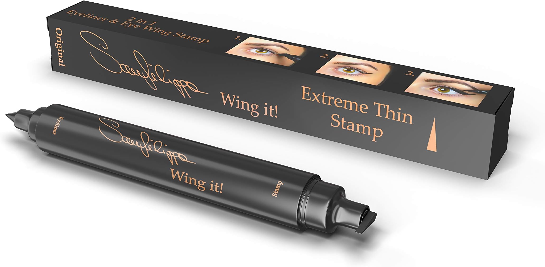 SanfilippoWingit Eyeliner Stamp - Perfect Wing Cat Eye Stamp, Vamp Style Wing, Waterproof & Sweatproof, Perfect Cat Eye Look, Winged Long Lasting Liquid Eye Liner Pen, Original, Three Sizes…