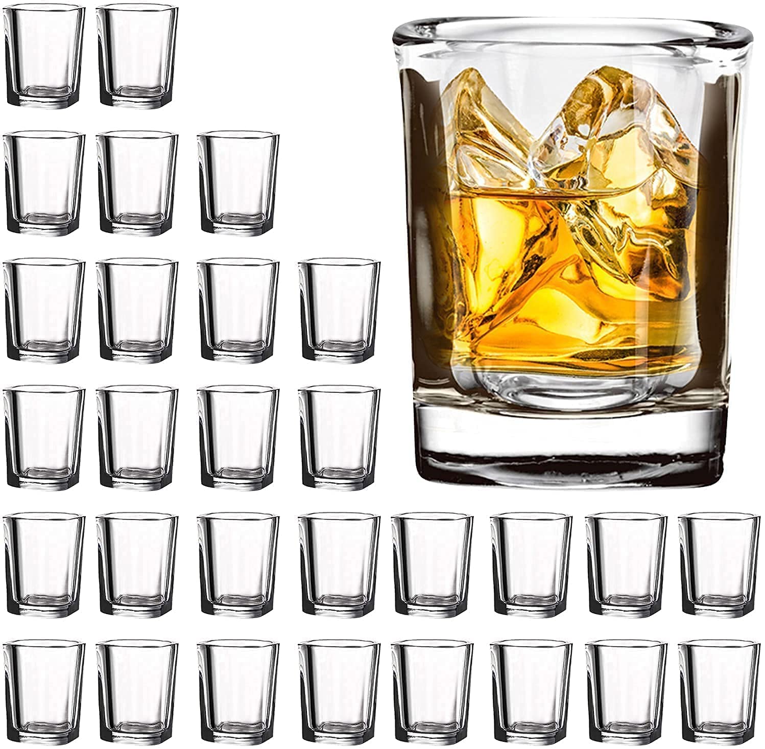 Premium Shot Glass Set with Heavy Base, 60 ML Square Shot Glasses, 6 Pack Clear Shot Glass (6) — Amazon image 2
