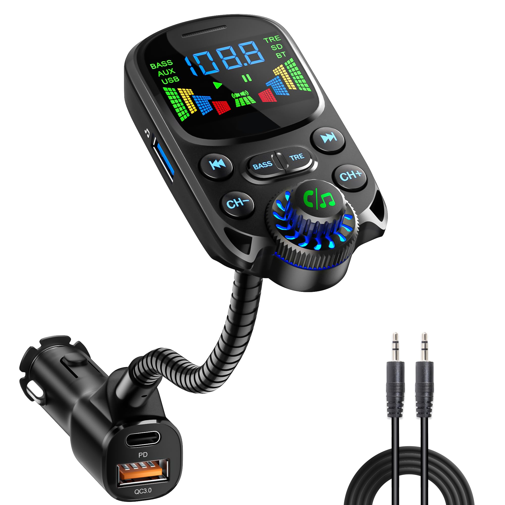 Amazon.com: Bluetooth 5.3 FM Transmitter for Car SOARUN Bluetooth