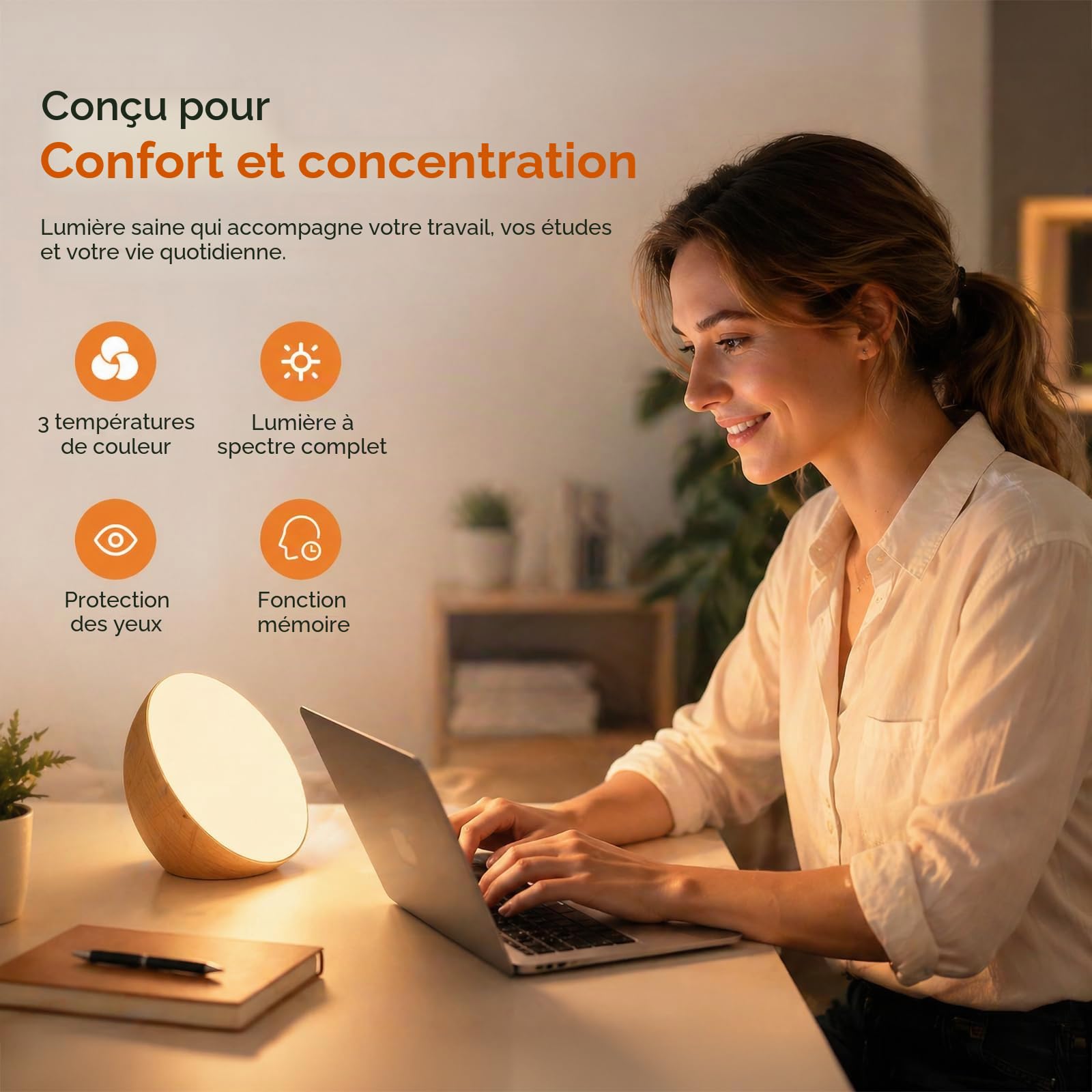 Veilleuse à lumière rouge 625 nm avec 3 modes de couleur rouge (625 nm) / ambre (1600 K) / blanc (4000 K) – Minuteur tactile et télécommande pour chambre à coucher ou suspension – Longue durée