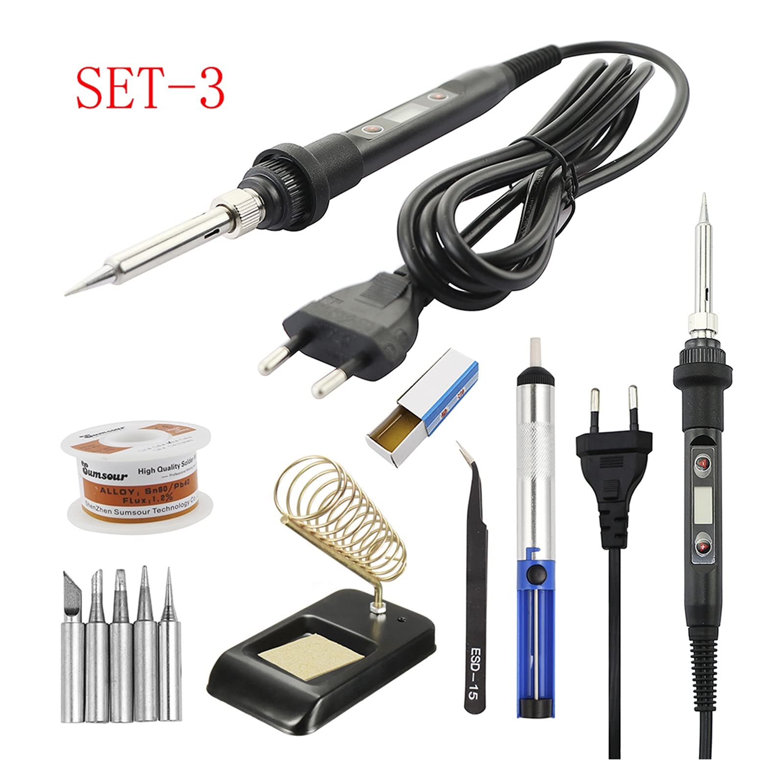 Stazione Saldante, Temperatura di saldatura da 80W regolabile LCD. Digital 11. 0V 220 V. Set di ferro Electric Solder Renwork Kit di riparazione della stazione dississo(SET-1)
