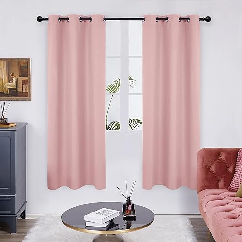 Miniatura 156 de Deconovo Darken - Cortina opaca con aislamiento térmico y ojales para sala de estar, 42 x 63 pulgadas, color blanco puro Negro,Beige claro,Azul