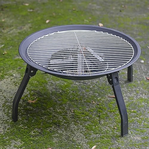 Miniatura 3 de Fogata portátil plegable al aire libre  Chimenea de leña de 22 pulgadas y hoguera D para exterior con pantalla de chispas, rejilla de metal a prueba