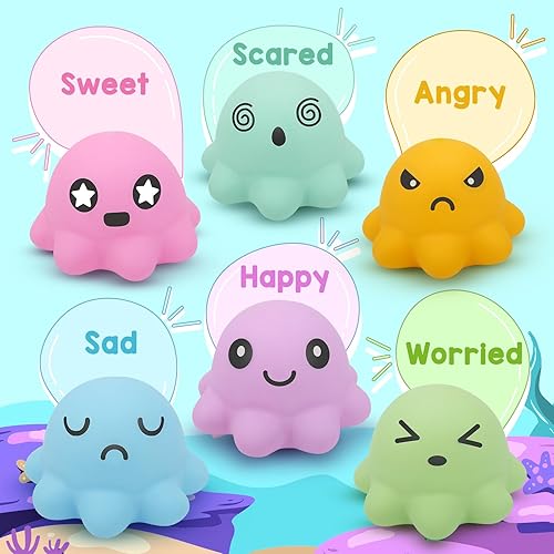 Miniatura 3 de Pelota de estrés Squishy Fidget Toys 6 unidades lindas bolas de pulpo para apretar a granel - Paquete de juguetes de masa suave para aliviar el