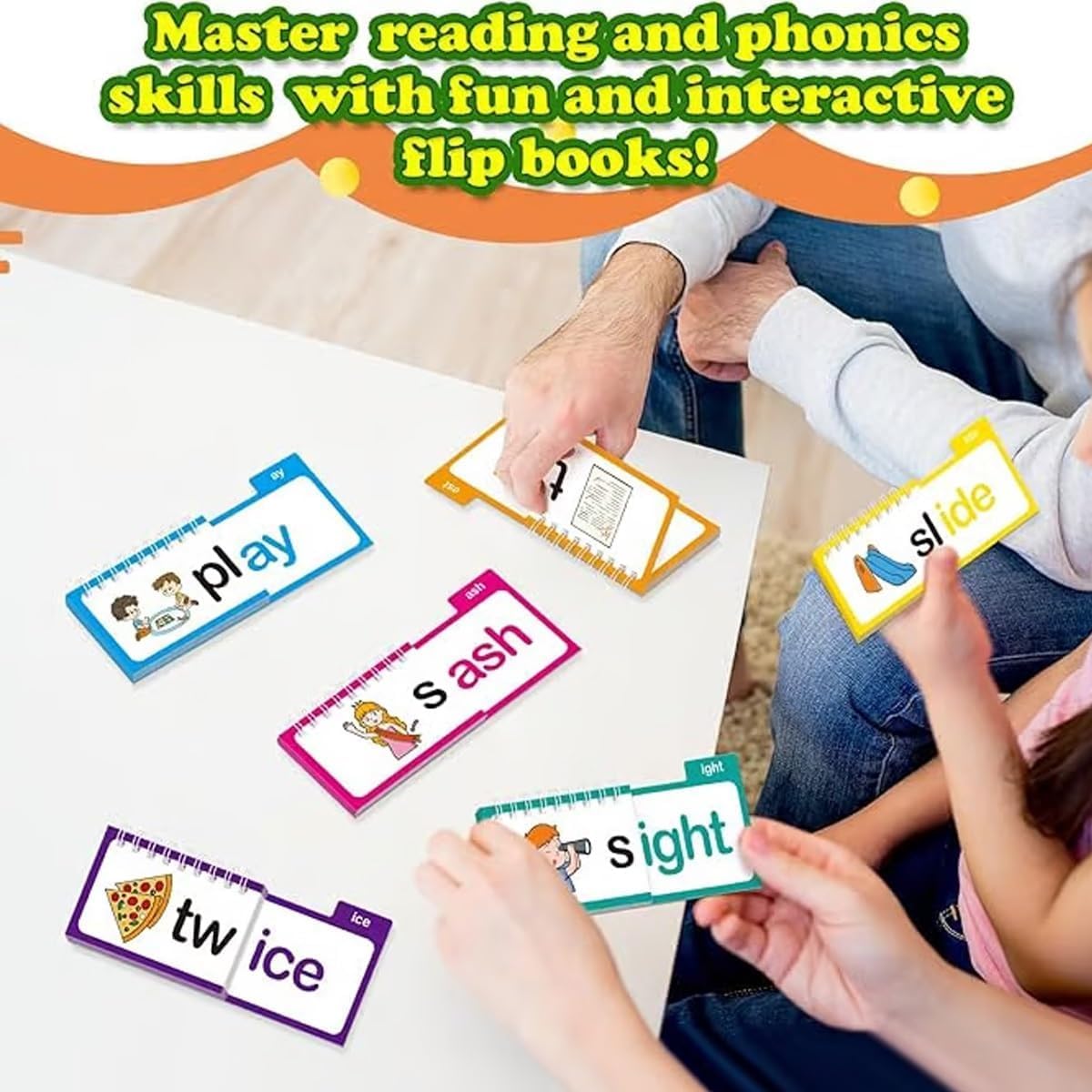 30 Read and Rhyme Flip Books, Family Games Educational Reading Games, Word Family Learning Cards, Interactive Phonics Flip Books To Build Vocabulary & Reading Fluency - Image 4