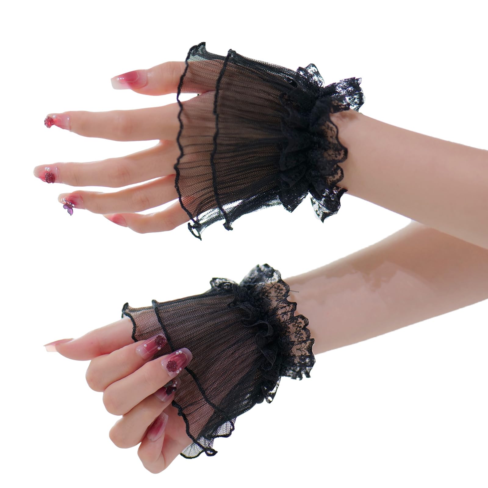 Maxtonser Sheer Pleated Lace Wrist Cuffs Photography Accessories Lightweight Sheer Cuffs For Nails Studio Outdoor