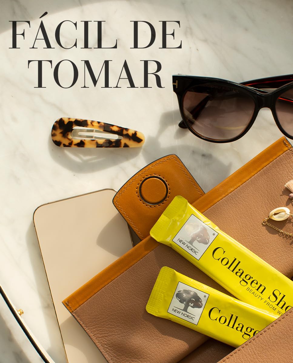 New Nordic Collagen Shot | Colágeno Líquido | Vitamina C | Biotina | Sabor Frutas del Bosque | 15 Sobres | Suplemento Alimenticio | Natural