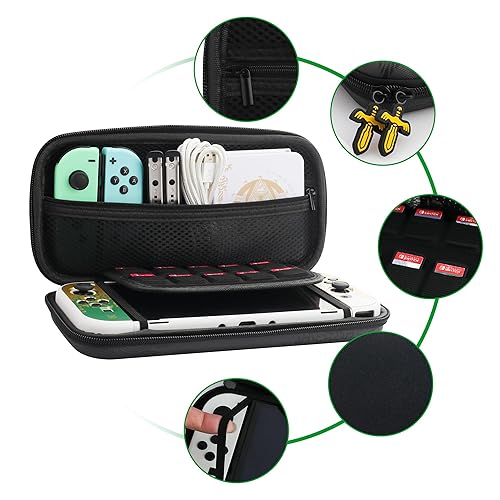 Miniatura 2 de GLDRAM Theme for Zelda Carrying Case Compatible with Nintendo Switch & OLED, Portable Switch Accessories with Protective Travel Bag, 2 Thumb Grip