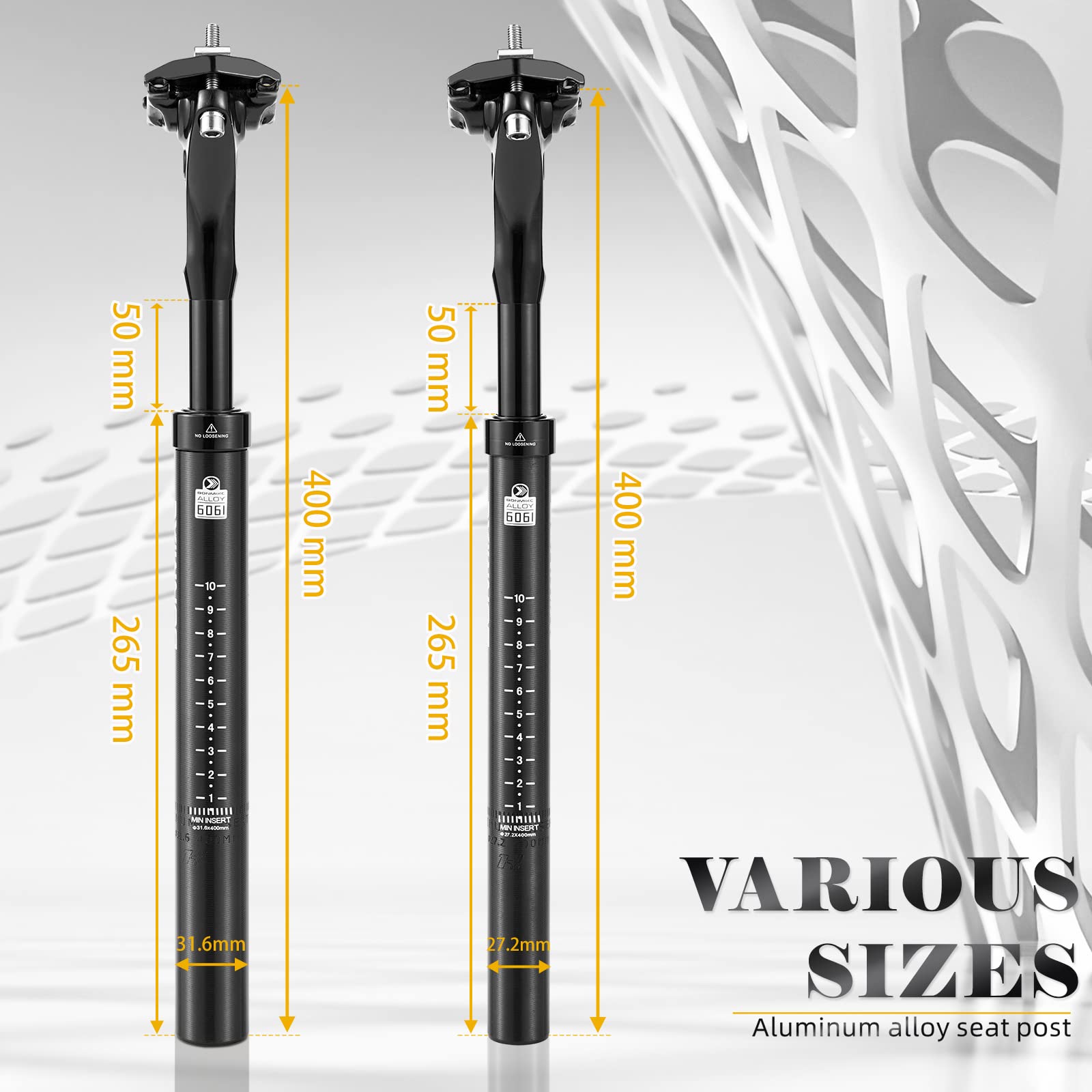 Amazon.com : BONMIXC Suspension Seatpost 31.6 400mm Setback, 300lb